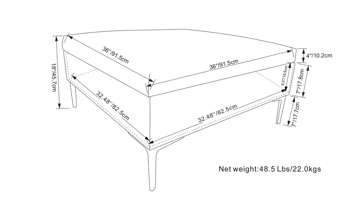 Rebecca Coffee Table Storage Ottoman with Lift Up Lid in Linen