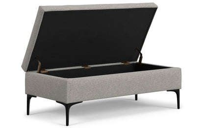 Cloud Grey Linen Style Fabric | Rebecca Large Coffee Table Storage Ottoman with Lift up Lid