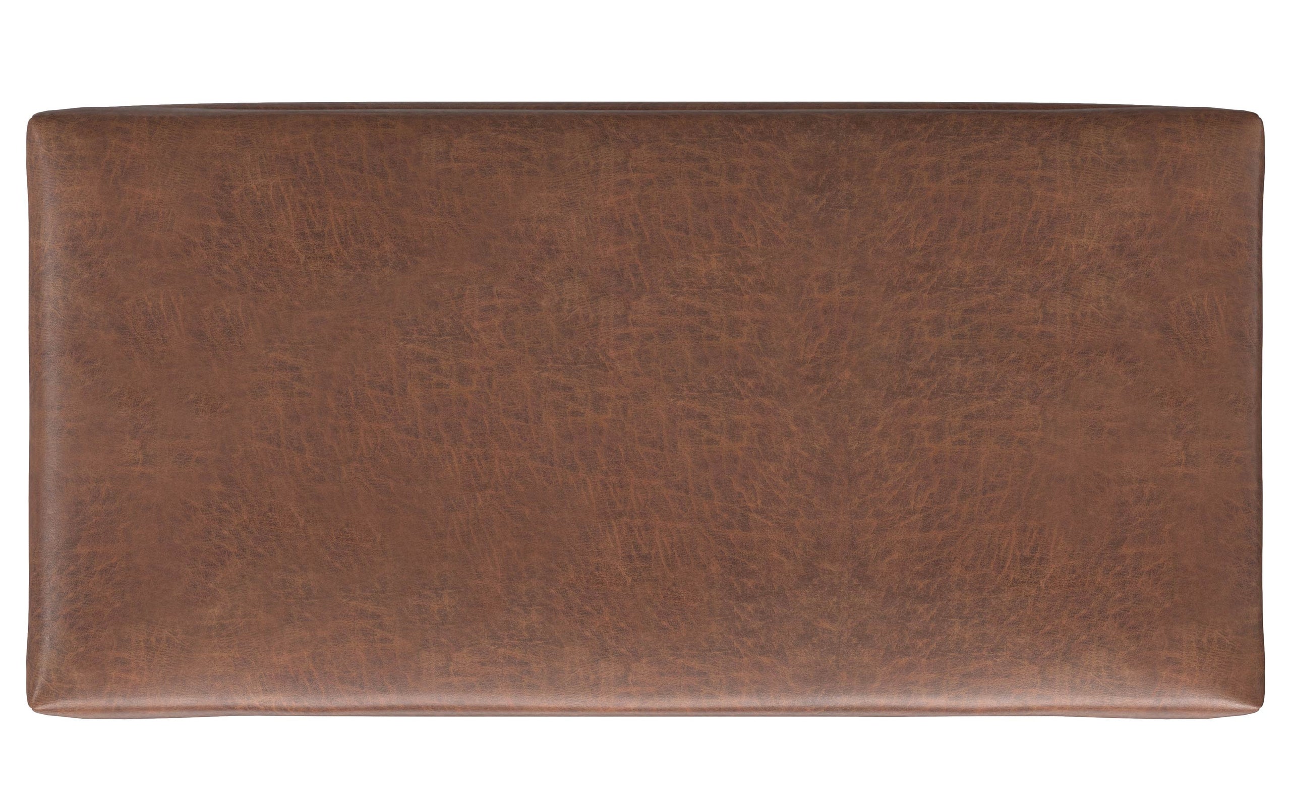 Distressed Saddle Brown Distressed Vegan Leather | Rebecca Large Coffee Table Storage Ottoman with Lift up Lid