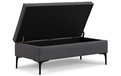 Slate Grey Linen Style Fabric | Rebecca Large Coffee Table Storage Ottoman with Lift up Lid