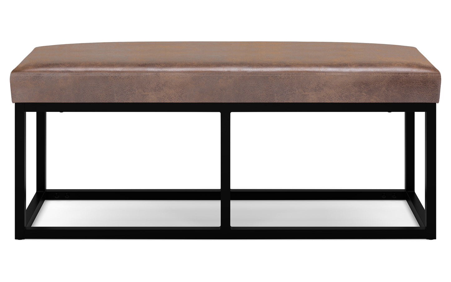 Distressed Chestnut Brown Distressed Vegan Leather | Reynolds Ottoman Bench