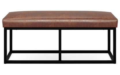 Distressed Saddle Brown Distressed Vegan Leather | Reynolds Ottoman Bench