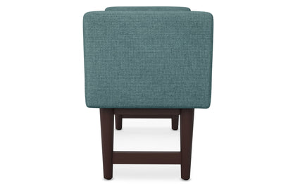 Smoky Teal Linen Style Polyester | Scott Small Ottoman Bench