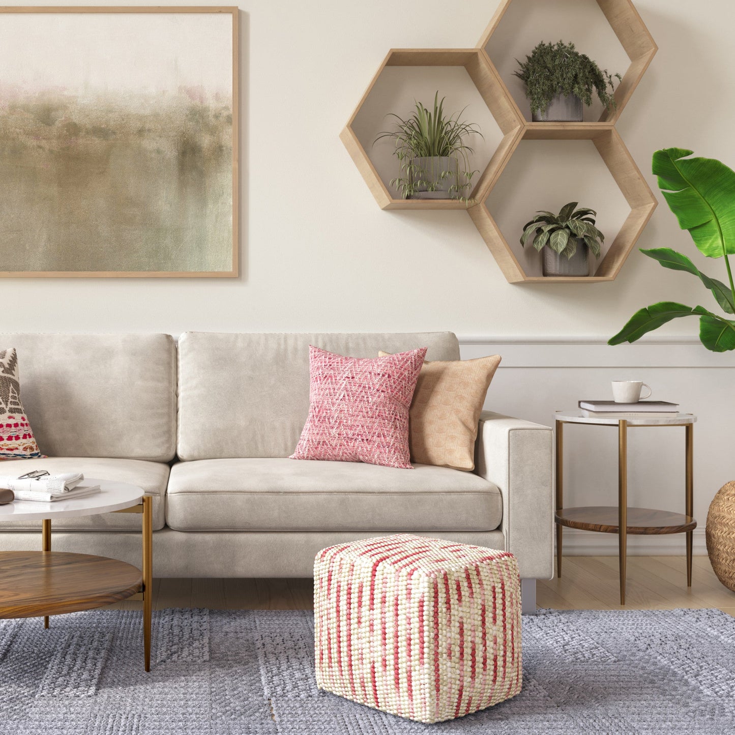 Maroon | Zoey Woven Cube Pouf