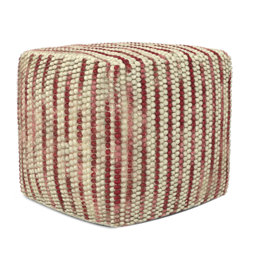 Maroon | Zoey Woven Cube Pouf