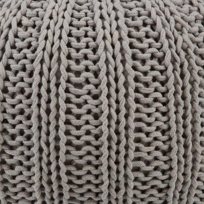 Dove Grey | Shelby Hand Knit Round Pouf