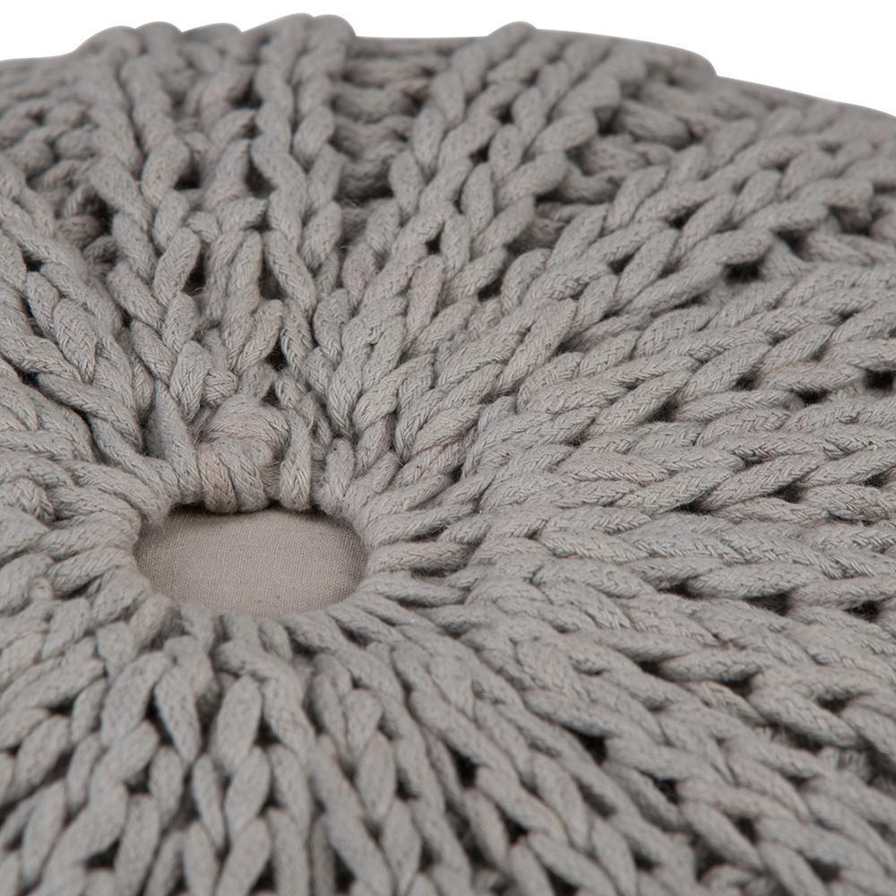 Dove Grey | Shelby Hand Knit Round Pouf