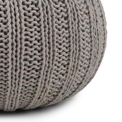 Dove Grey | Shelby Hand Knit Round Pouf