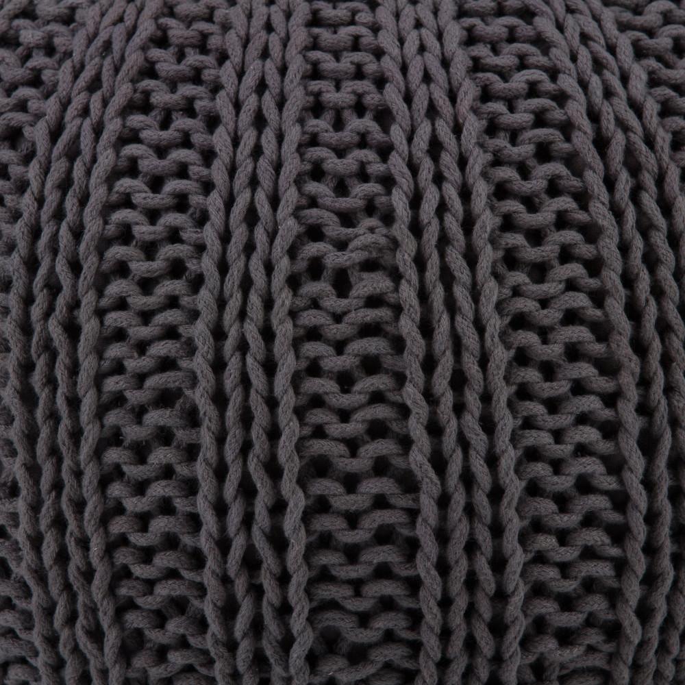 Slate Grey | Shelby Hand Knit Round Pouf