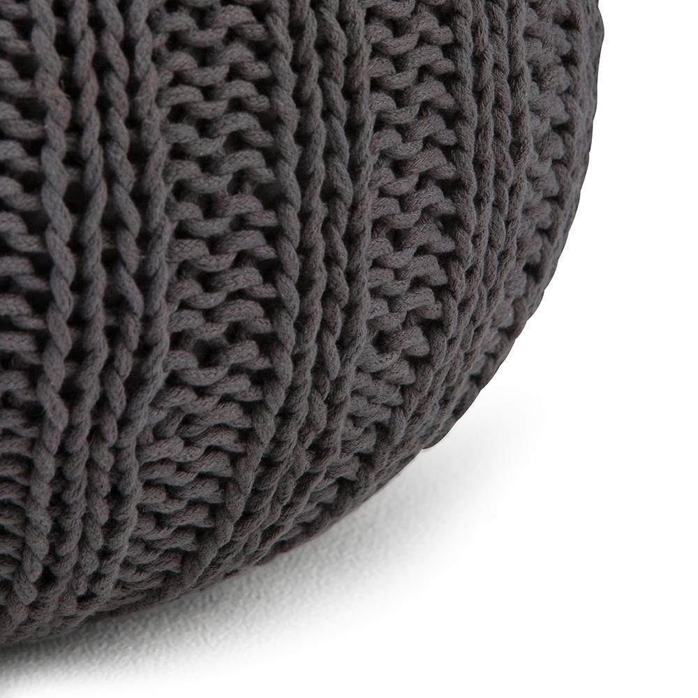 Slate Grey | Shelby Hand Knit Round Pouf