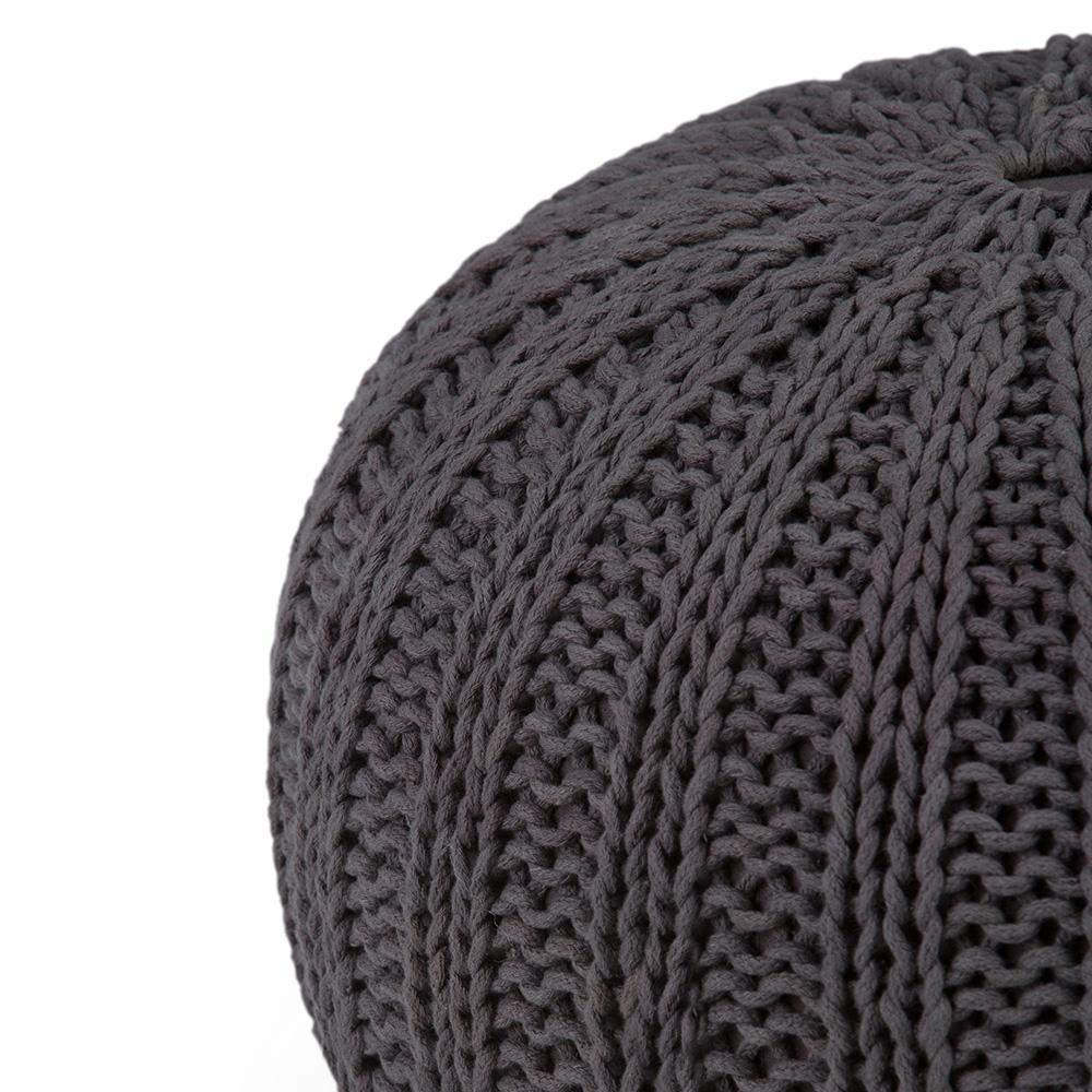 Slate Grey | Shelby Hand Knit Round Pouf