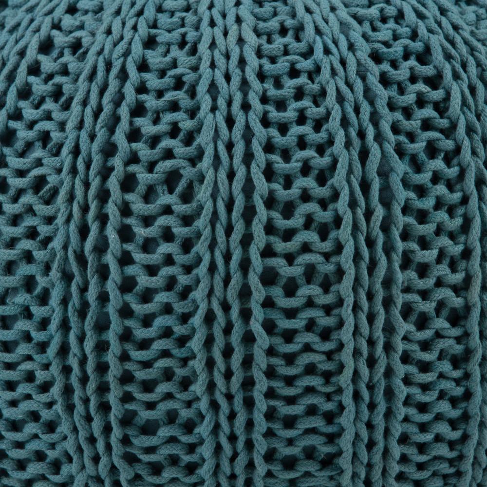 Teal | Shelby Hand Knit Round Pouf