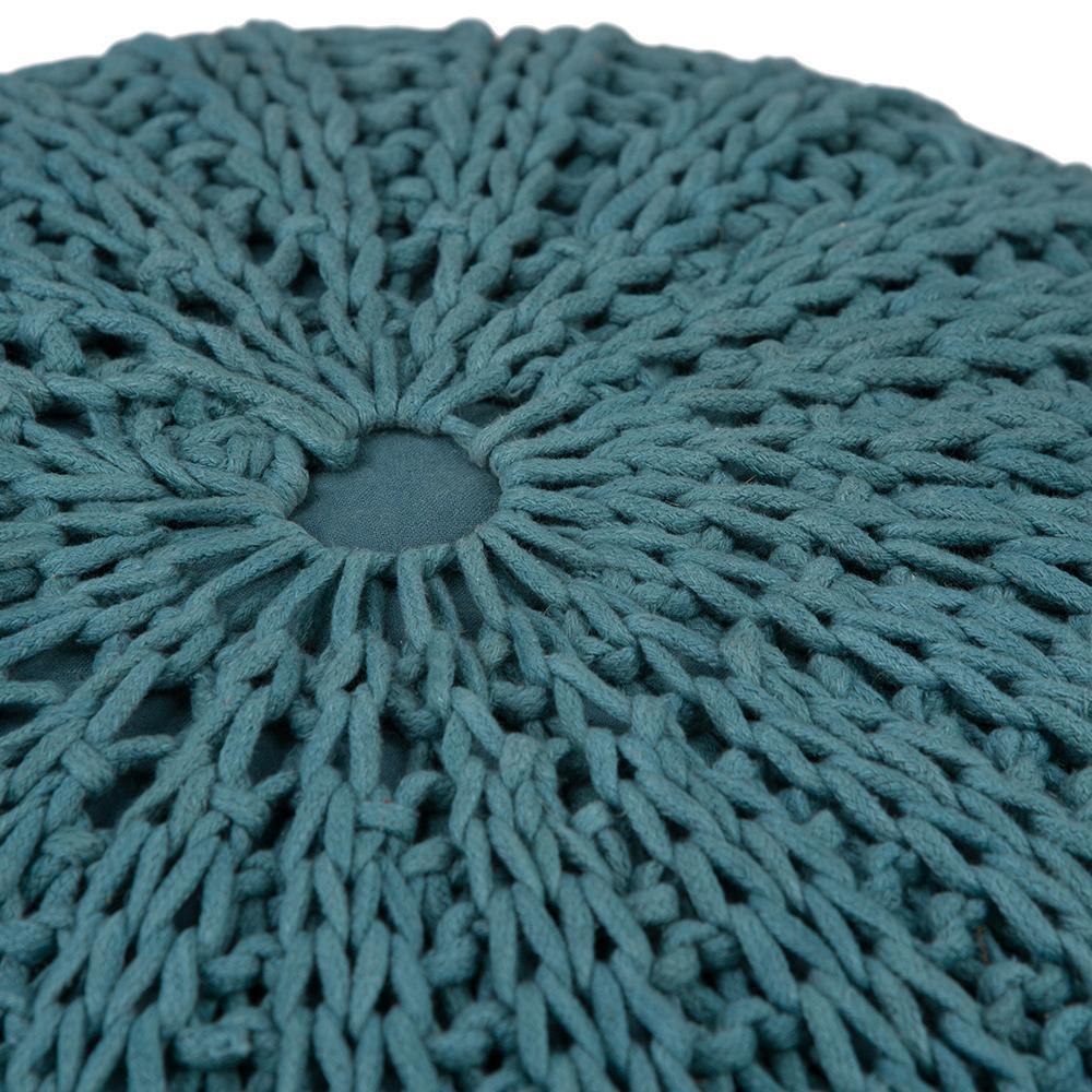 Teal | Shelby Hand Knit Round Pouf