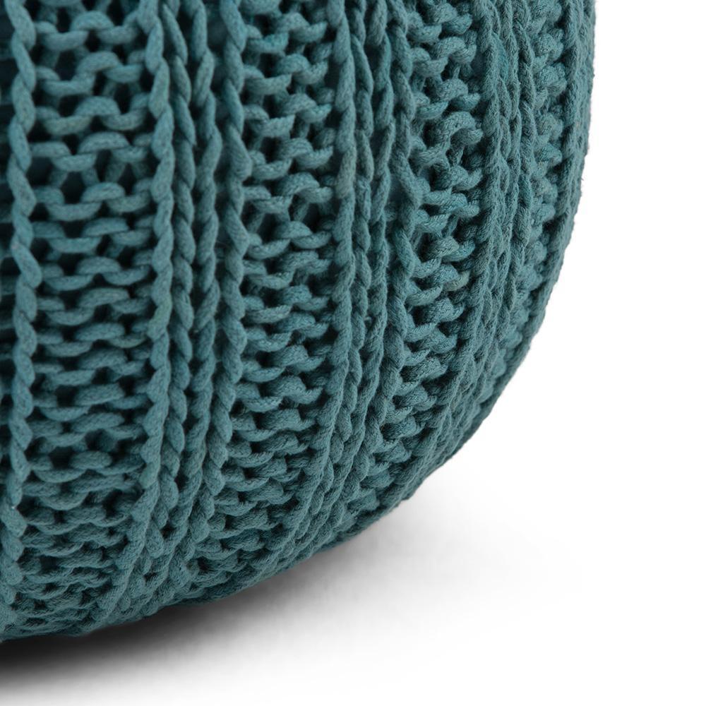 Teal | Shelby Hand Knit Round Pouf