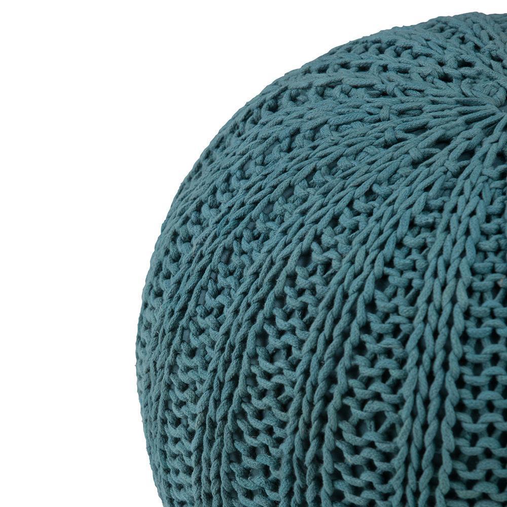 Teal | Shelby Hand Knit Round Pouf