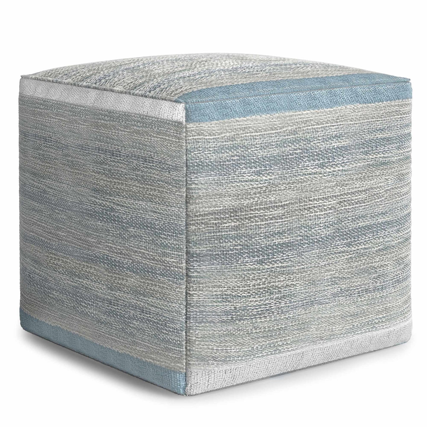 Blue Melange | Naya Patterned Cube Pouf