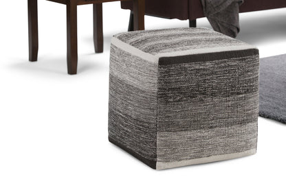 Grey Melange | Naya Patterned Cube Pouf