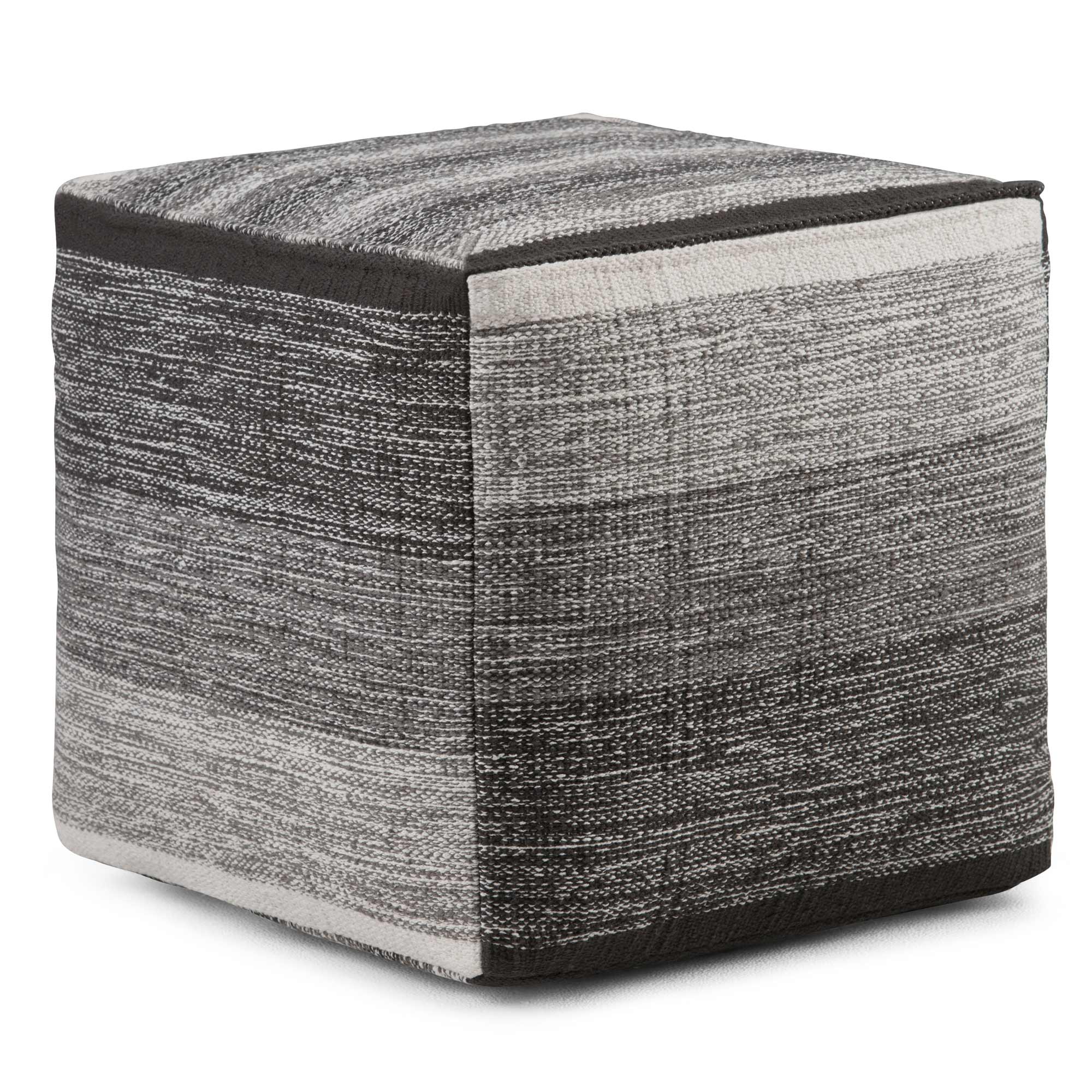 Grey Melange | Naya Patterned Cube Pouf