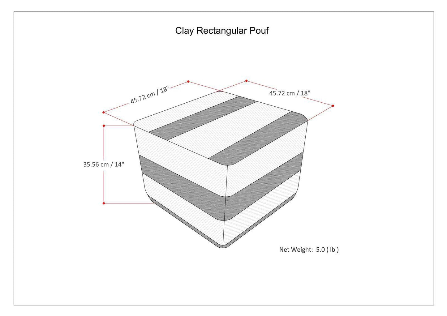 Patterned Blue Melange | Clay Patterned Square Pouf