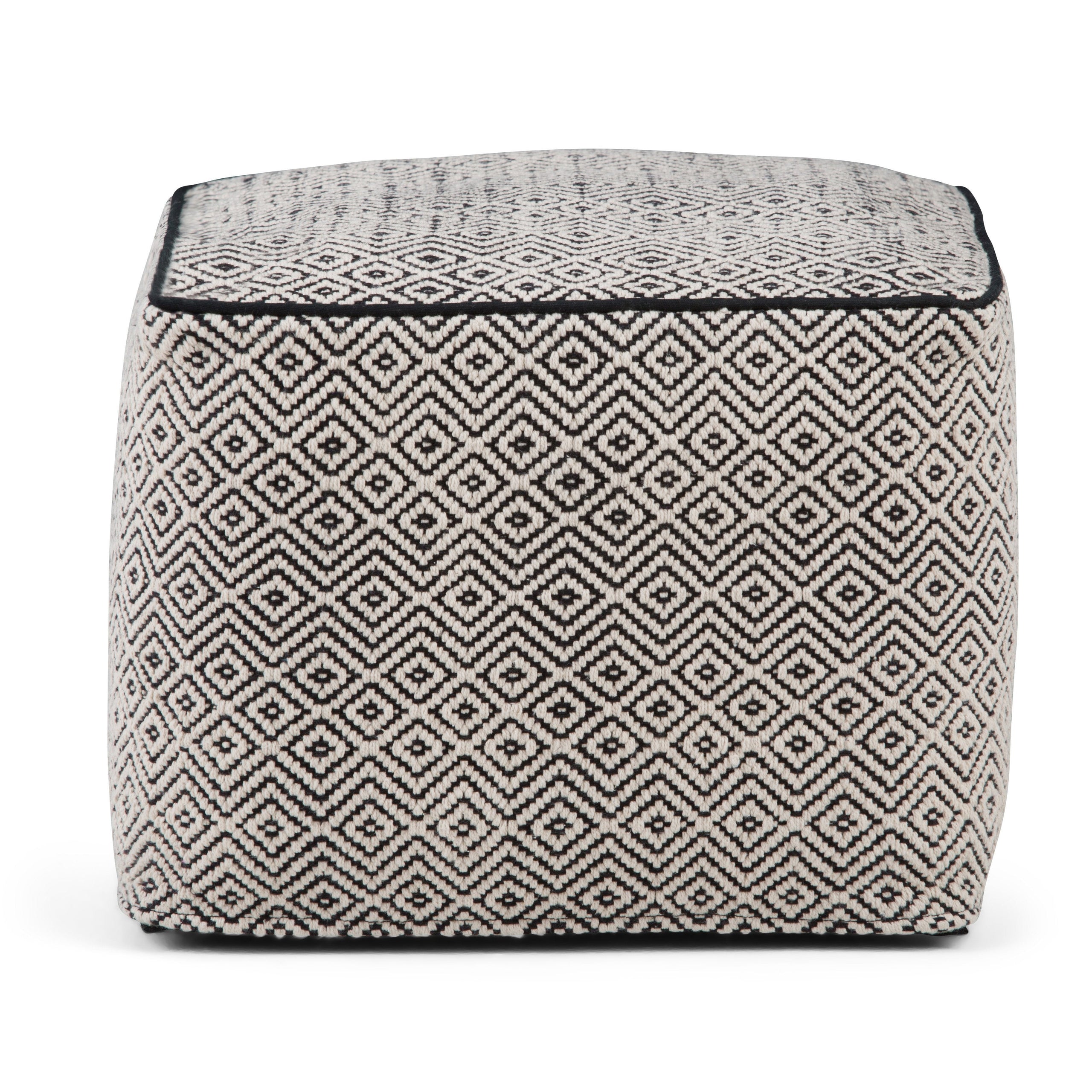 Patterned Black and Natural | Brynn Patterned Square Pouf