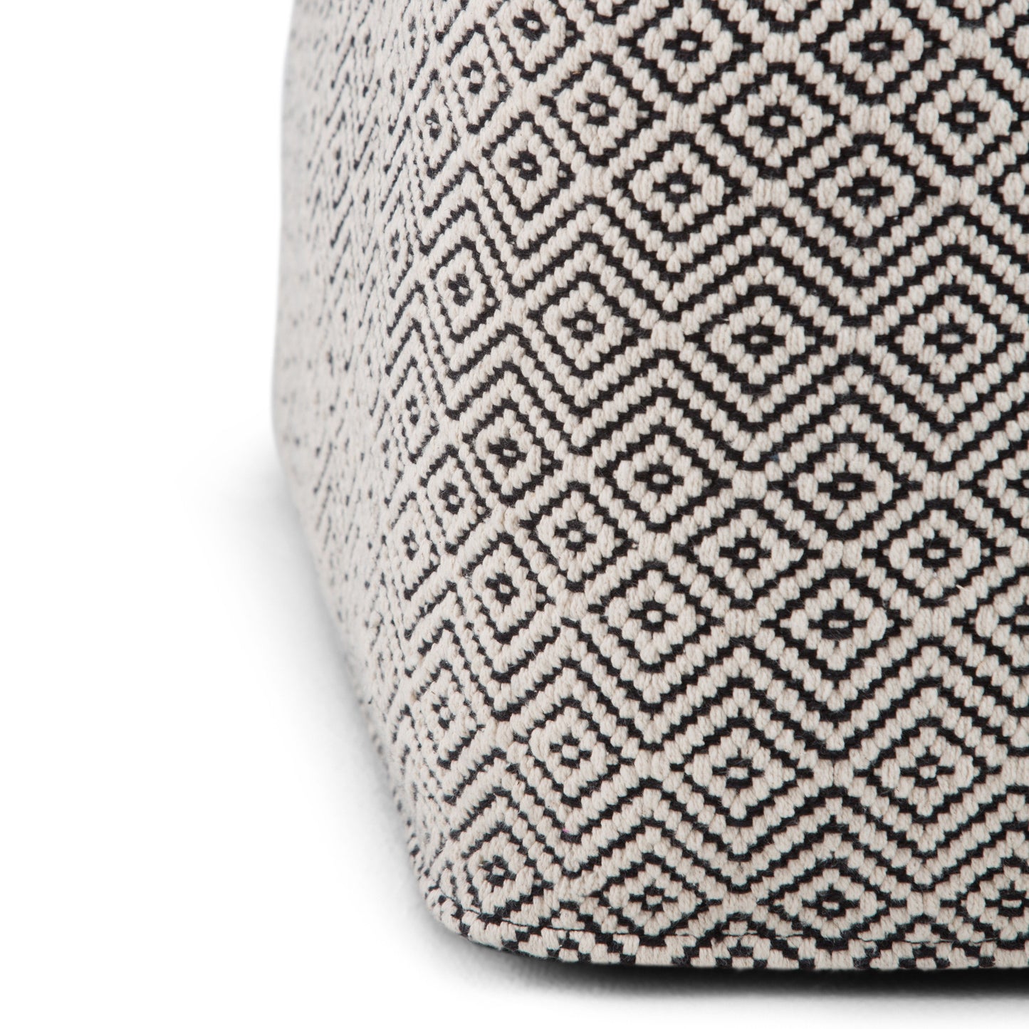 Patterned Black and Natural | Brynn Patterned Square Pouf