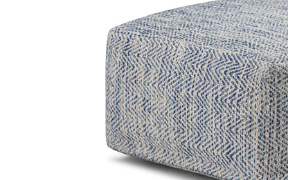 Patterned Denim Melange | Nate Patterned Square Pouf