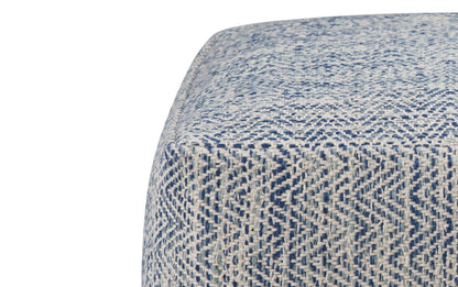 Patterned Denim Melange | Nate Patterned Square Pouf