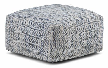 Patterned Denim Melange | Nate Patterned Square Pouf