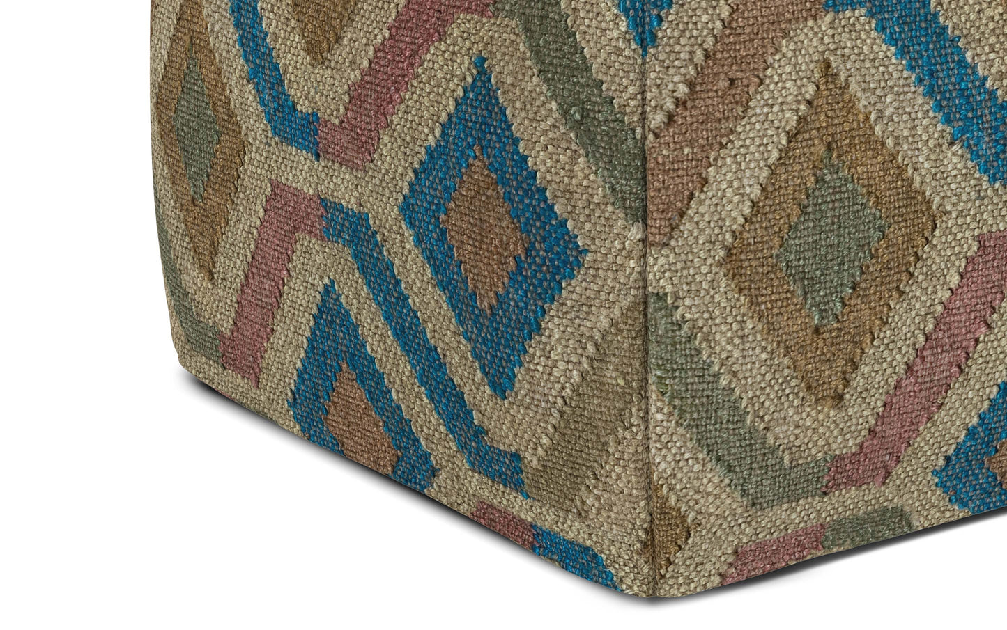 Multi-Color | Johanna Kilim Patterned Square Pouf