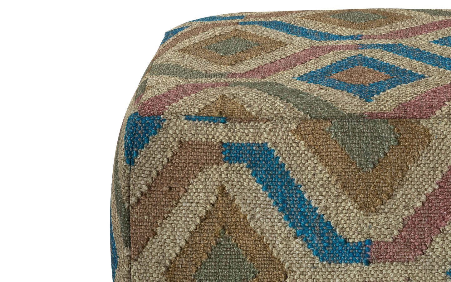 Multi-Color | Johanna Kilim Patterned Square Pouf