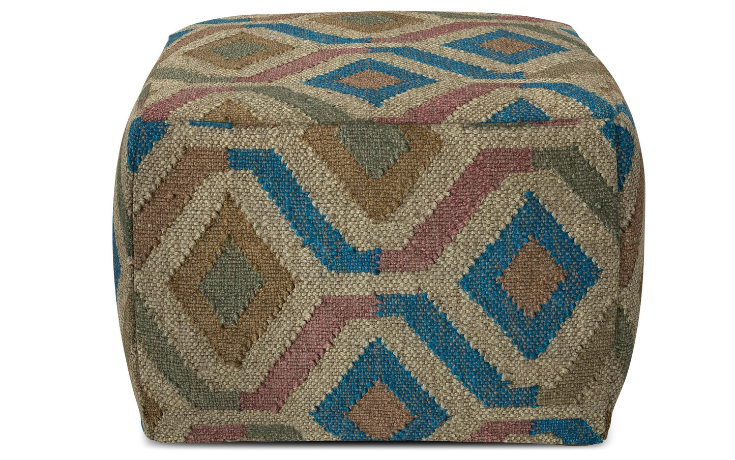 Multi-Color | Johanna Kilim Patterned Square Pouf