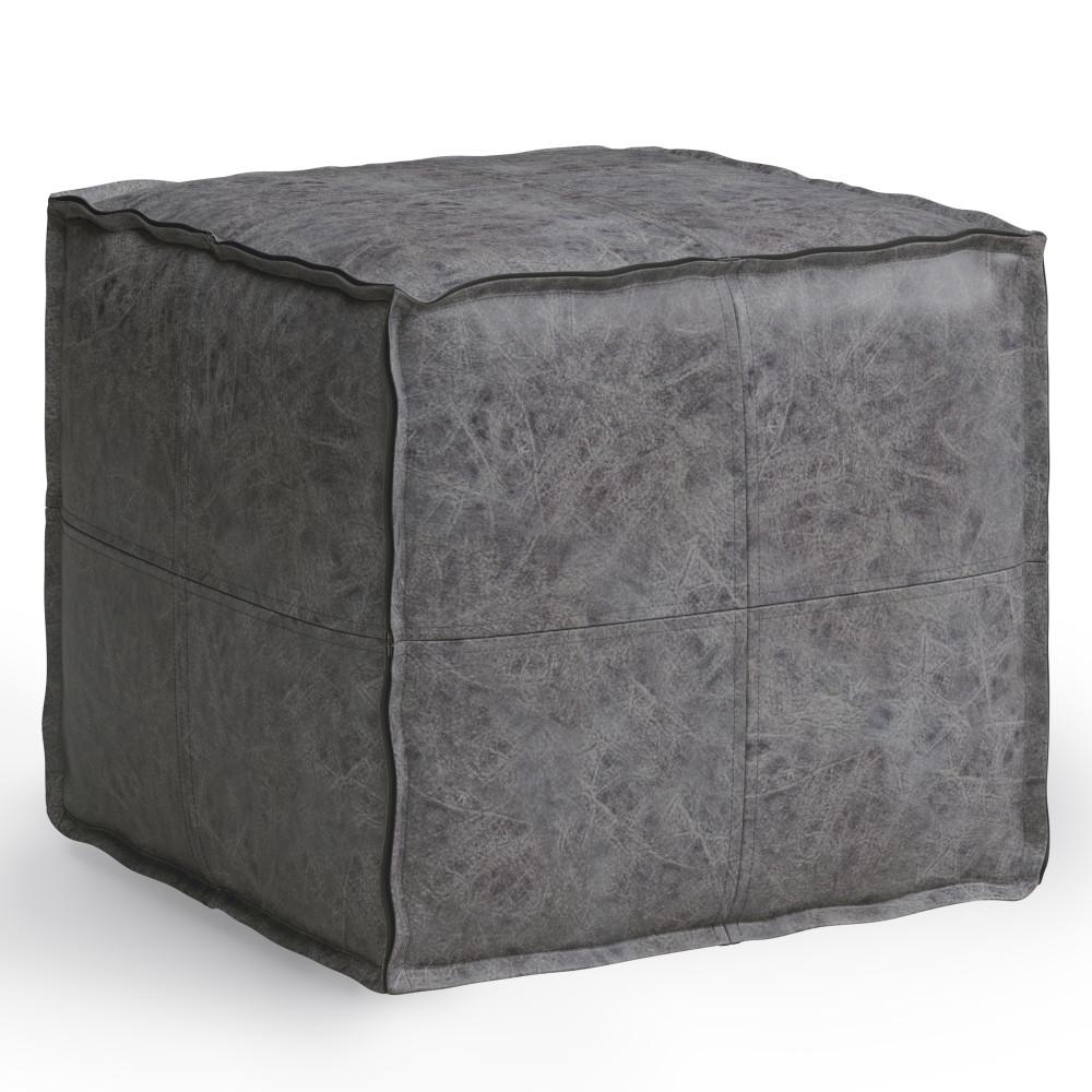 Distressed Black | Brody Square Pouf