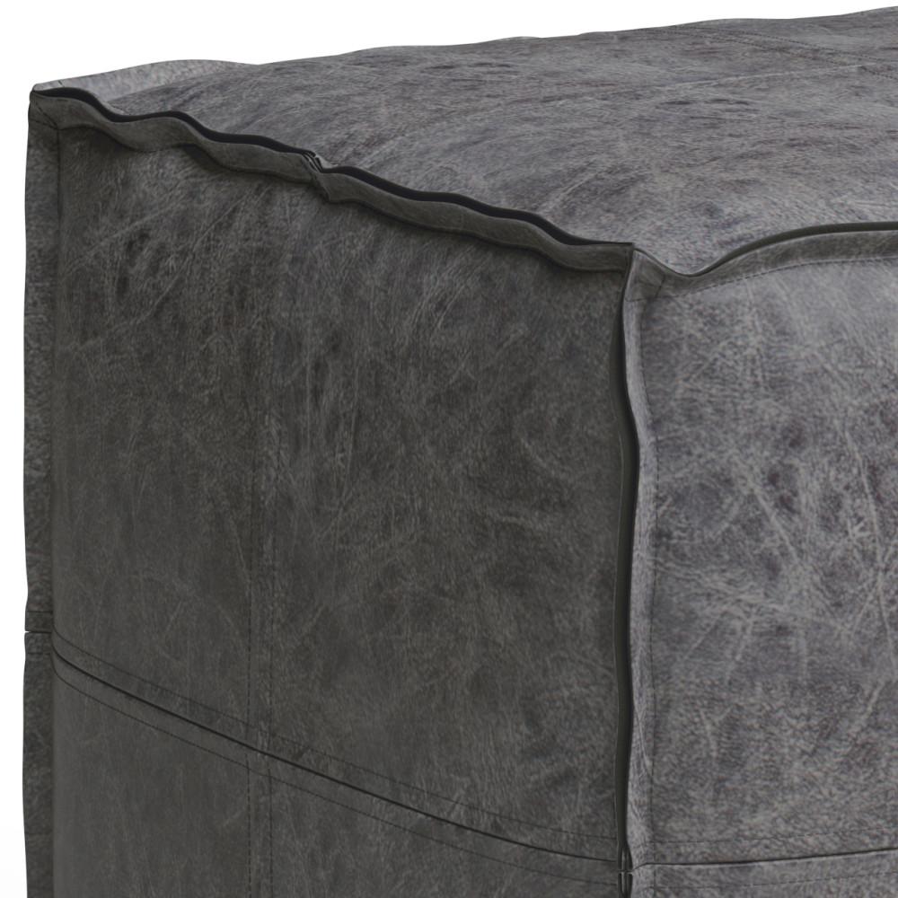 Distressed Black | Brody Square Pouf