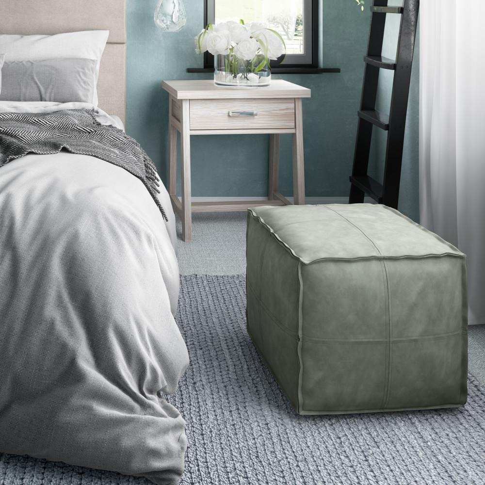 Distressed Grey | Brody Square Pouf