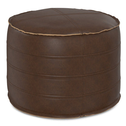 Distressed Dark Brown | Brody 20 Inch Round Pouf