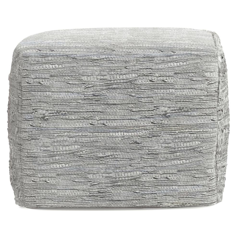 Cream | Fredrik Woven Leather Square Pouf