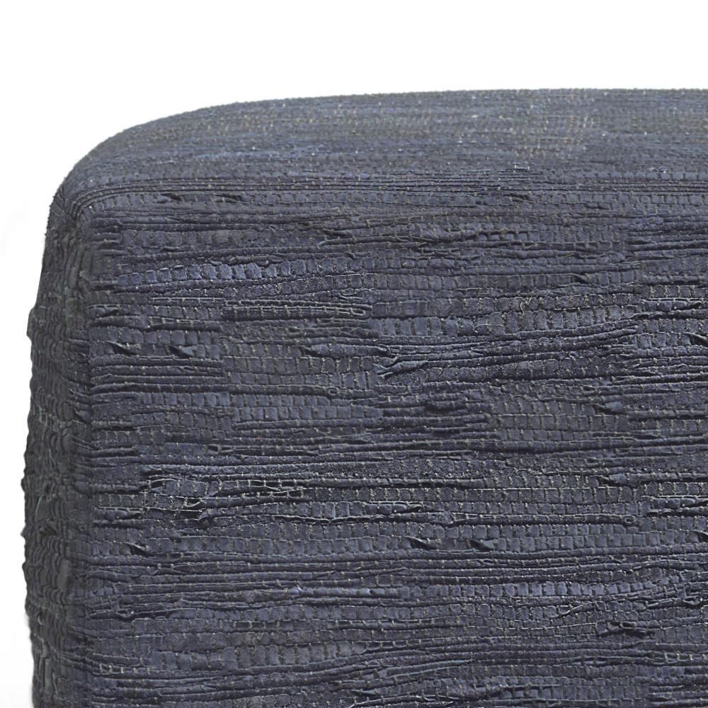 Dark Blue | Fredrik Woven Leather Square Pouf