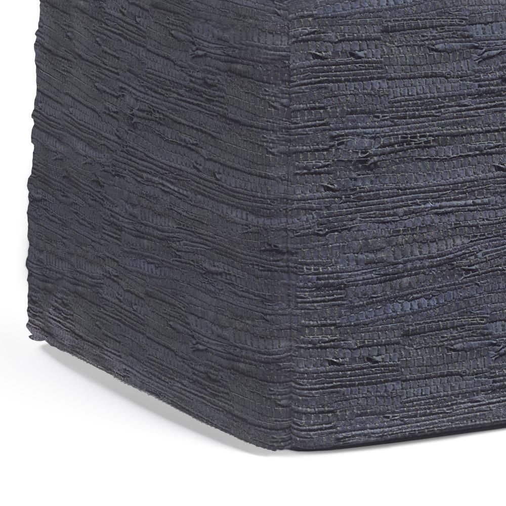 Dark Blue | Fredrik Woven Leather Square Pouf