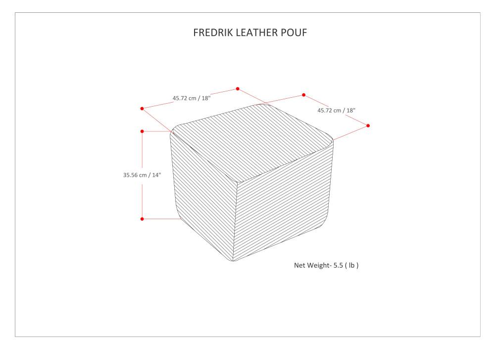 Dark Blue | Fredrik Woven Leather Square Pouf