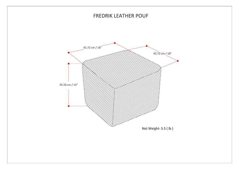 Black | Fredrik Woven Leather Square Pouf