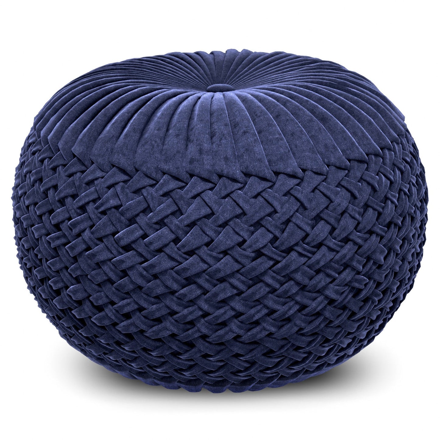 Dark Blue Velvet Fabric |Grafton Velvet Round Pouf