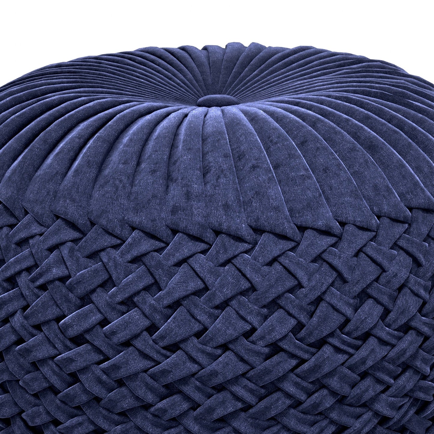 Dark Blue Velvet Fabric |Grafton Velvet Round Pouf