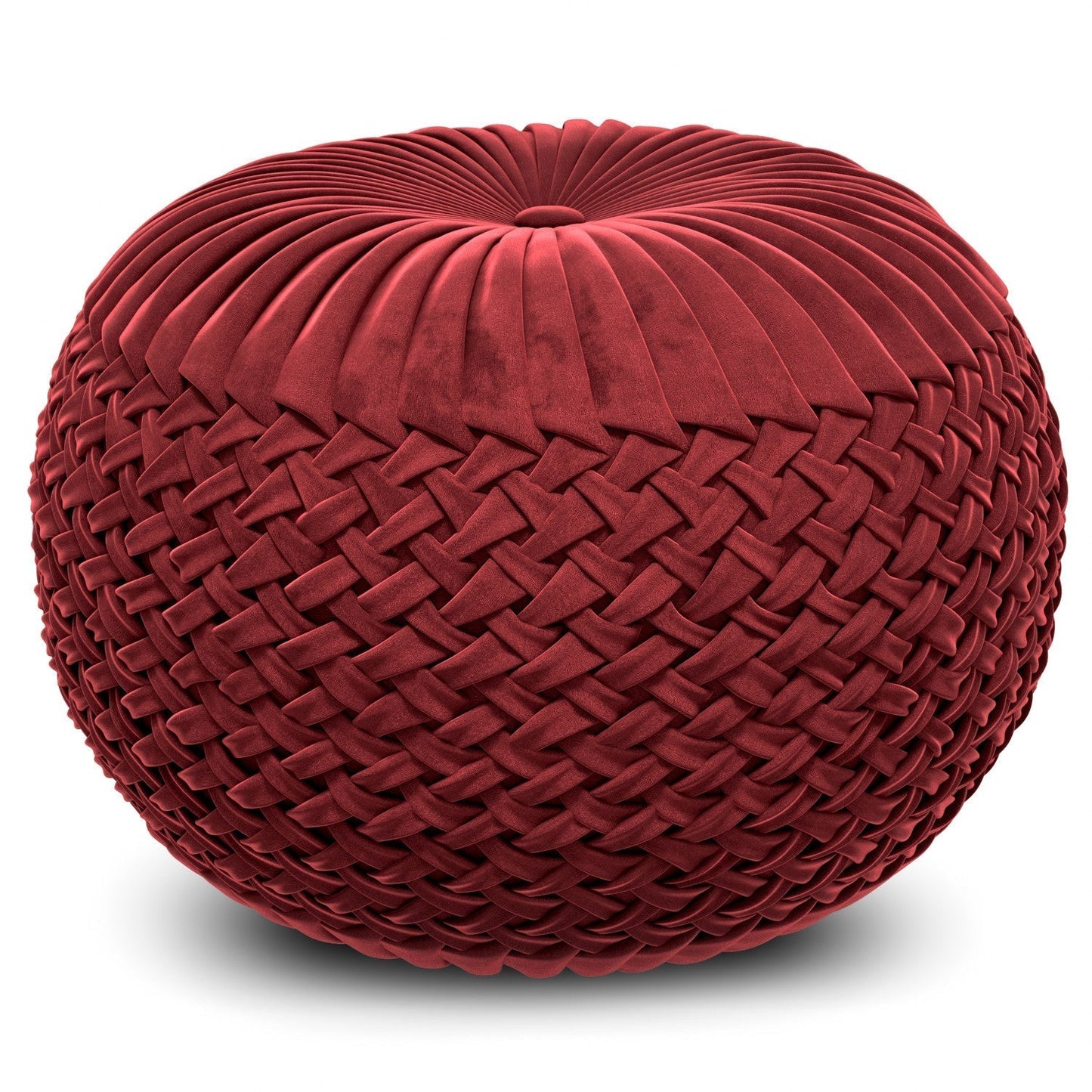 Maroon Velvet Fabric |Grafton Velvet Round Pouf