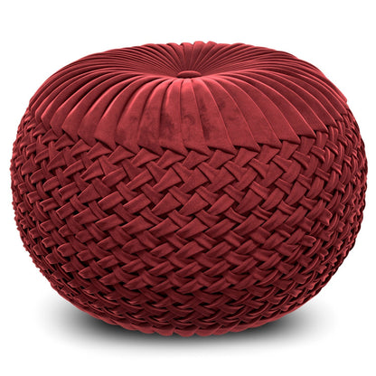 Maroon Velvet Fabric |Grafton Velvet Round Pouf