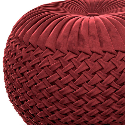 Maroon Velvet Fabric |Grafton Velvet Round Pouf