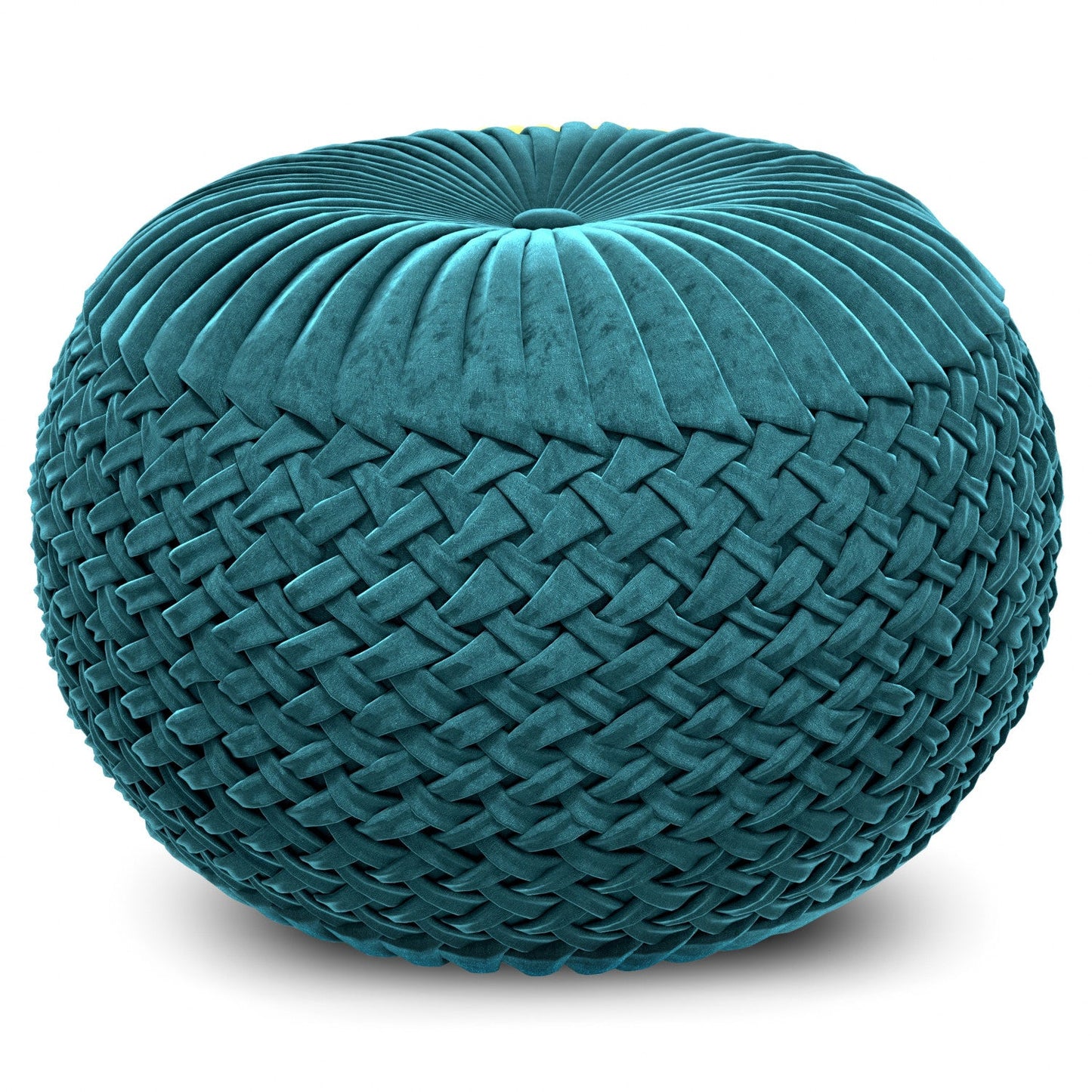 Teal Velvet Fabric |Grafton Velvet Round Pouf