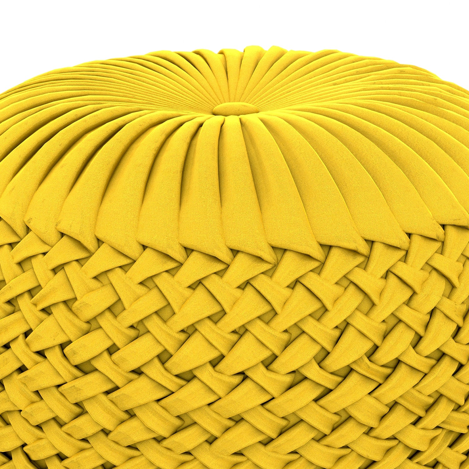 Golden Yellow Velvet Fabric |Grafton Velvet Round Pouf