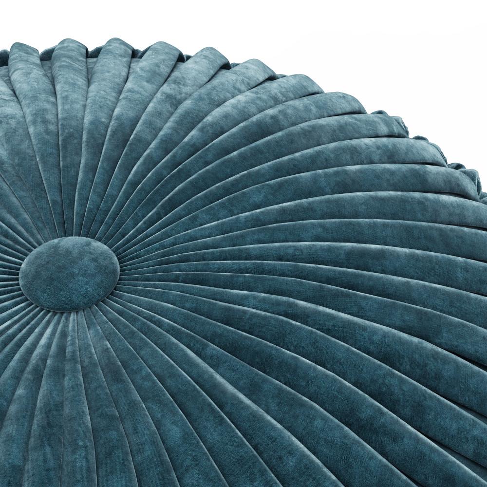 Teal Velvet Fabric | Renee Velvet Round Pouf