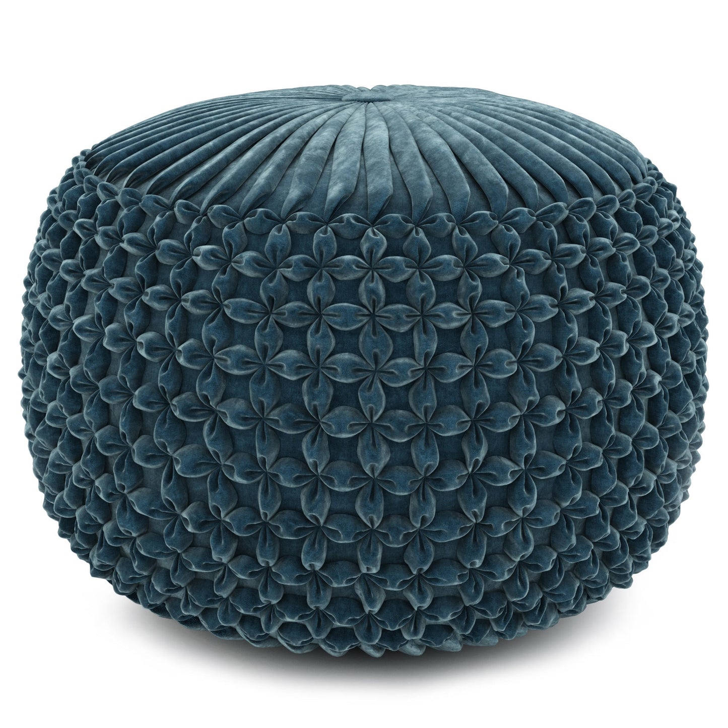 Teal Velvet Fabric | Renee Velvet Round Pouf