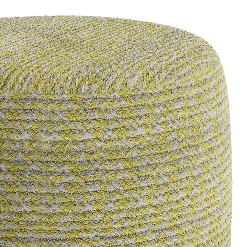 Muted Yellow and Natural | Bayley Round Braided Pouf